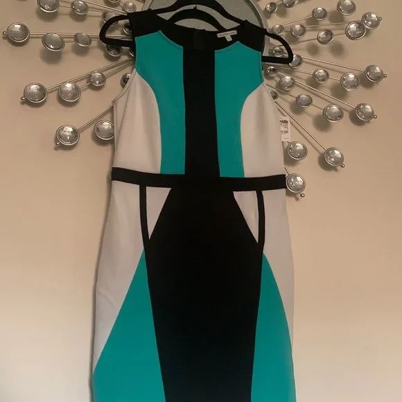 Charlotte Russe Dresses | Charlotte Russe Colorblock Dress. Sea Foam Green, Black, and White Dress. Size L | Color: Black/White | Size: L |